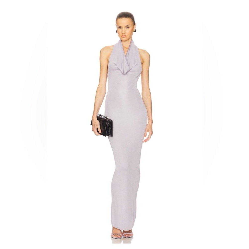 HELSA Aaliyah maxi knit dress in Silver